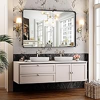 Vista 43 de Hasipu Espejo de baño LED con luces de 40 x 26 pulgadas, espejo de luz con marco de metal negro para tocador, antiniebla, regulable, 3