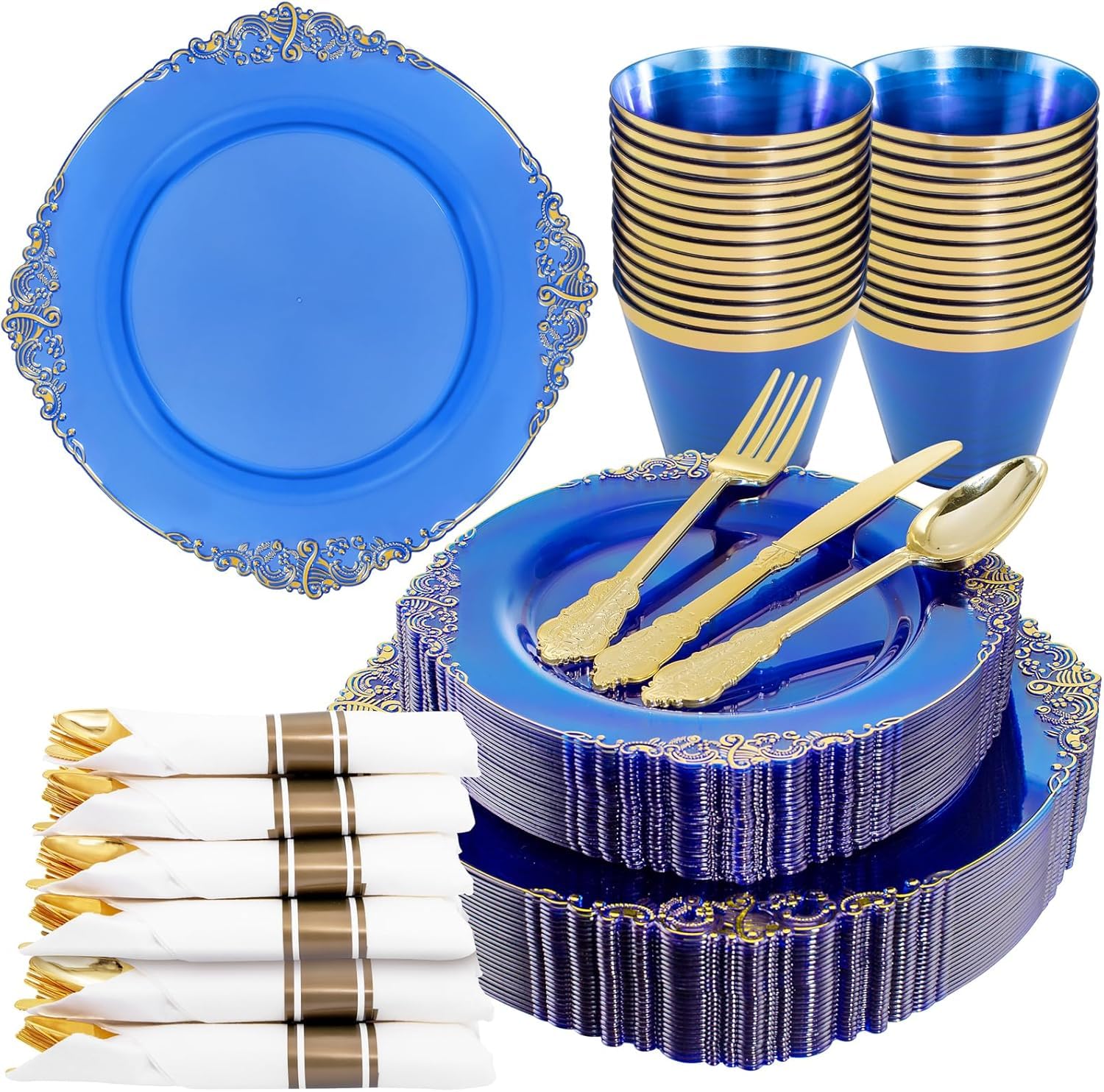 Elegant Green Gold Disposable Plates -16