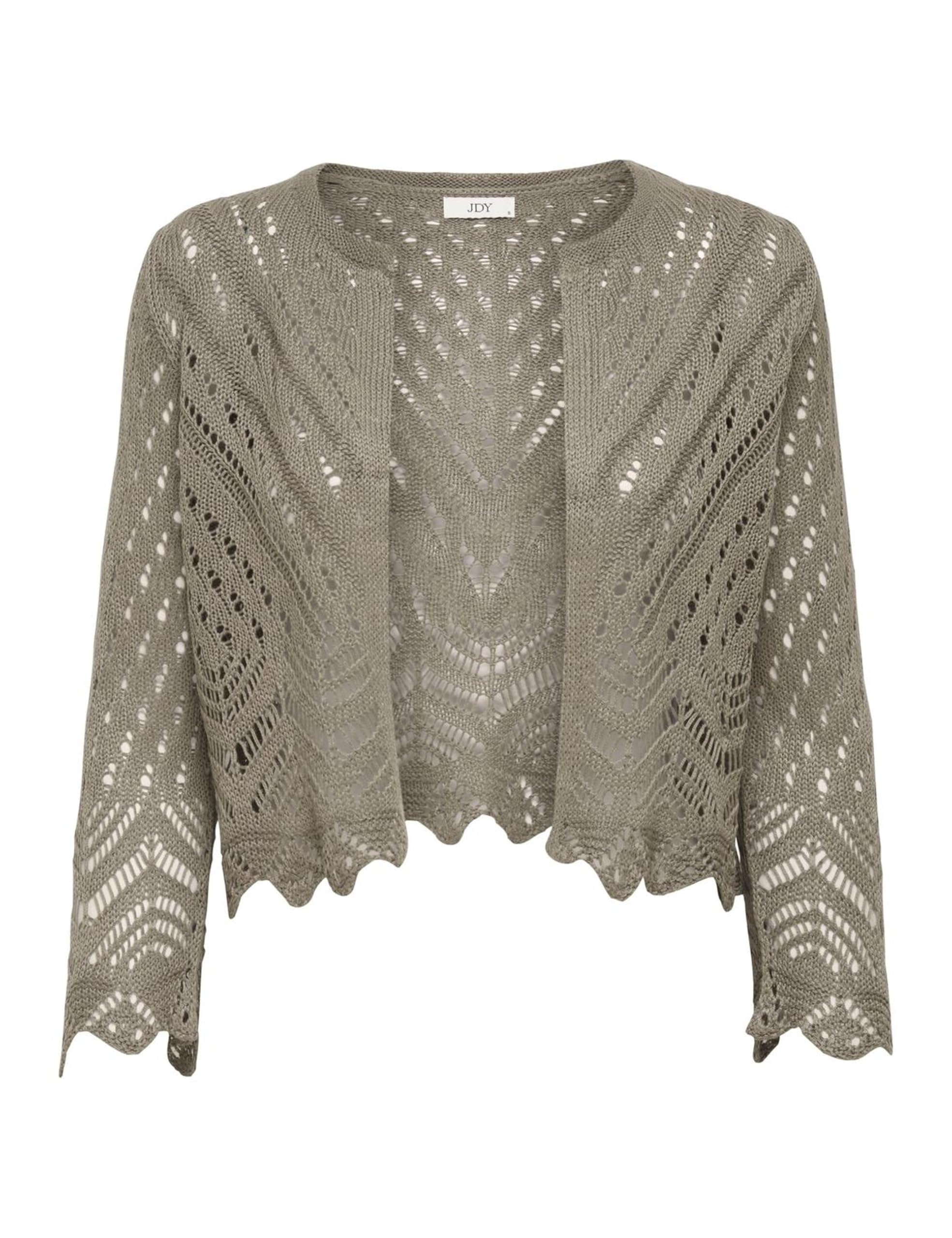 JdY Women's Jdysun 3/4 Cropped Cardigan KNT Noos Crocheted, Sepia Tint, M