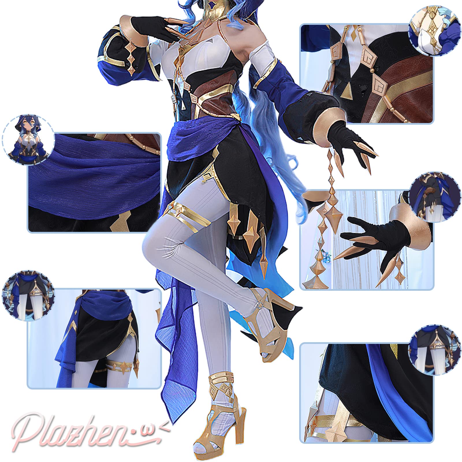 Amazon.co.jp: Plazhen 原神 レイラ コスプレ衣装 ウィッグ付き 帽子 