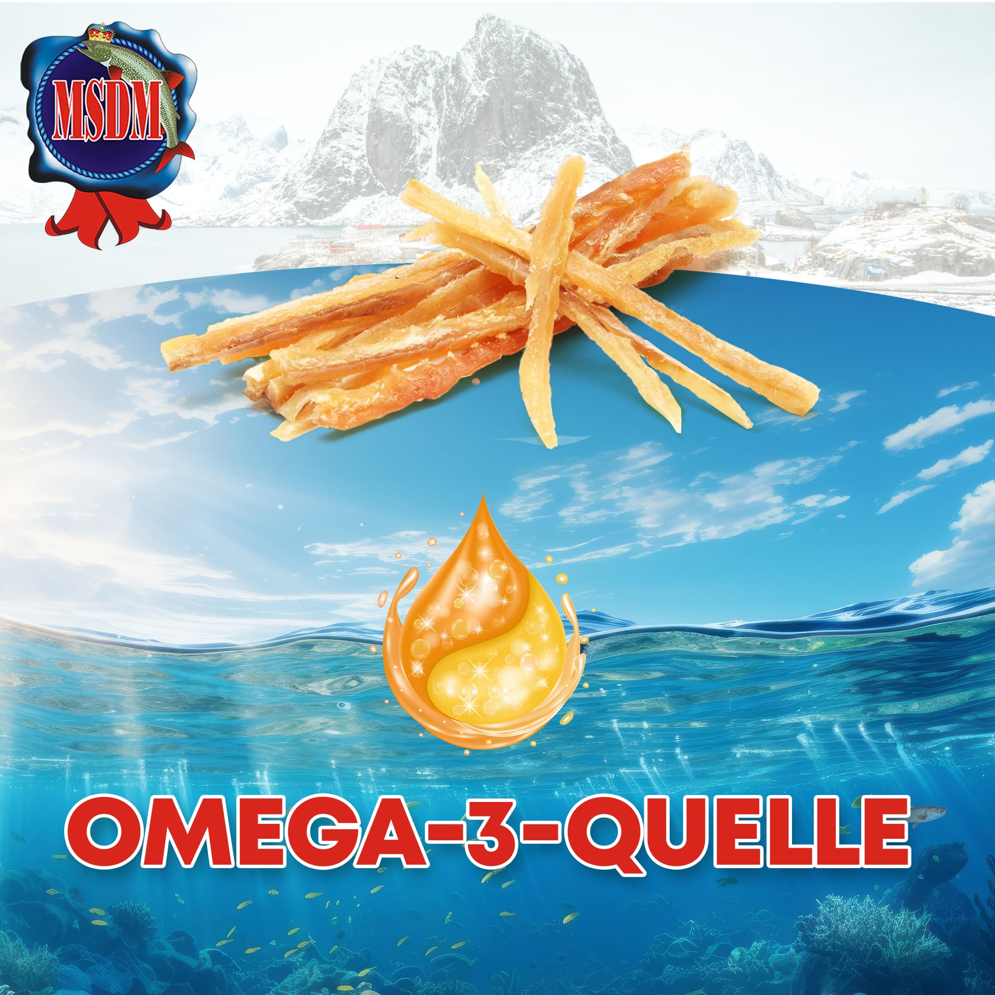 Pazifischer Kabeljau - Original (1kg XXL Pack) - natürlicher Snack getrocknet & gesalzen I Fitness Snack I Trockenfisch Omega 3 I Knabberspaß Beef Jerky Trockenfleisch Alternative