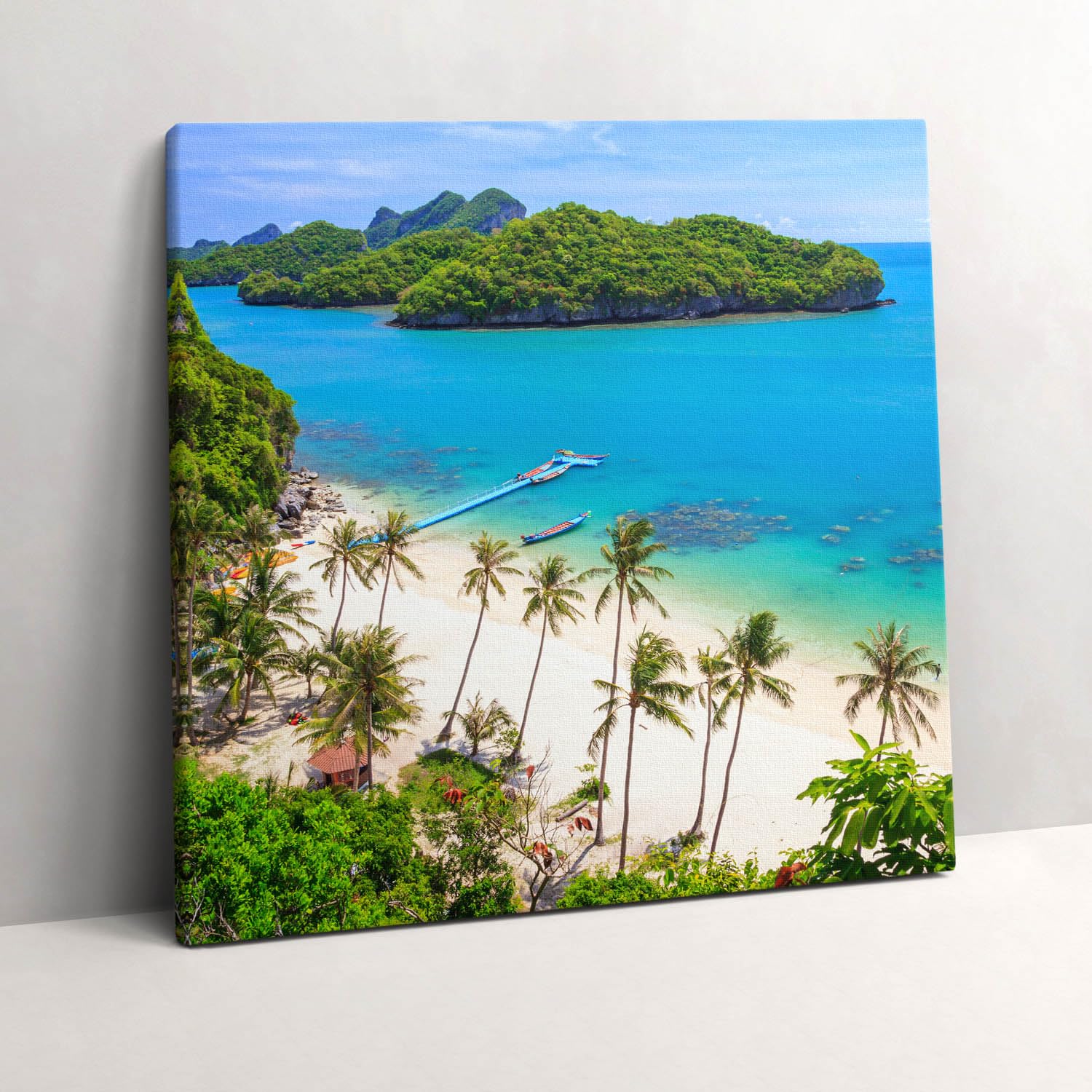 Wallfluent Art Canvas Painting 60x60cm/23.6x23.6inch Canvas Living room for Bedroom Wall art Wooden Frame - Koh Samui National Park Thailand