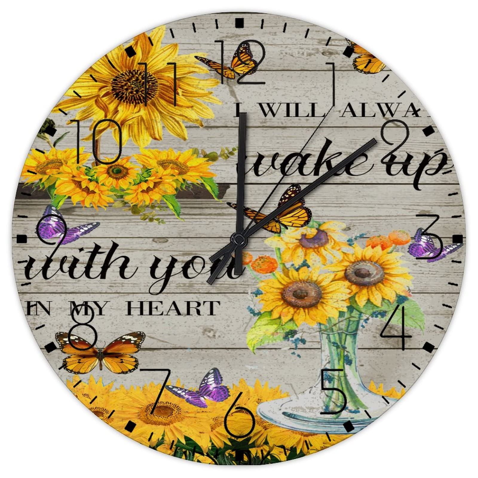 Horloge murale chrétienne en bois pour chambre zen et silencieuse