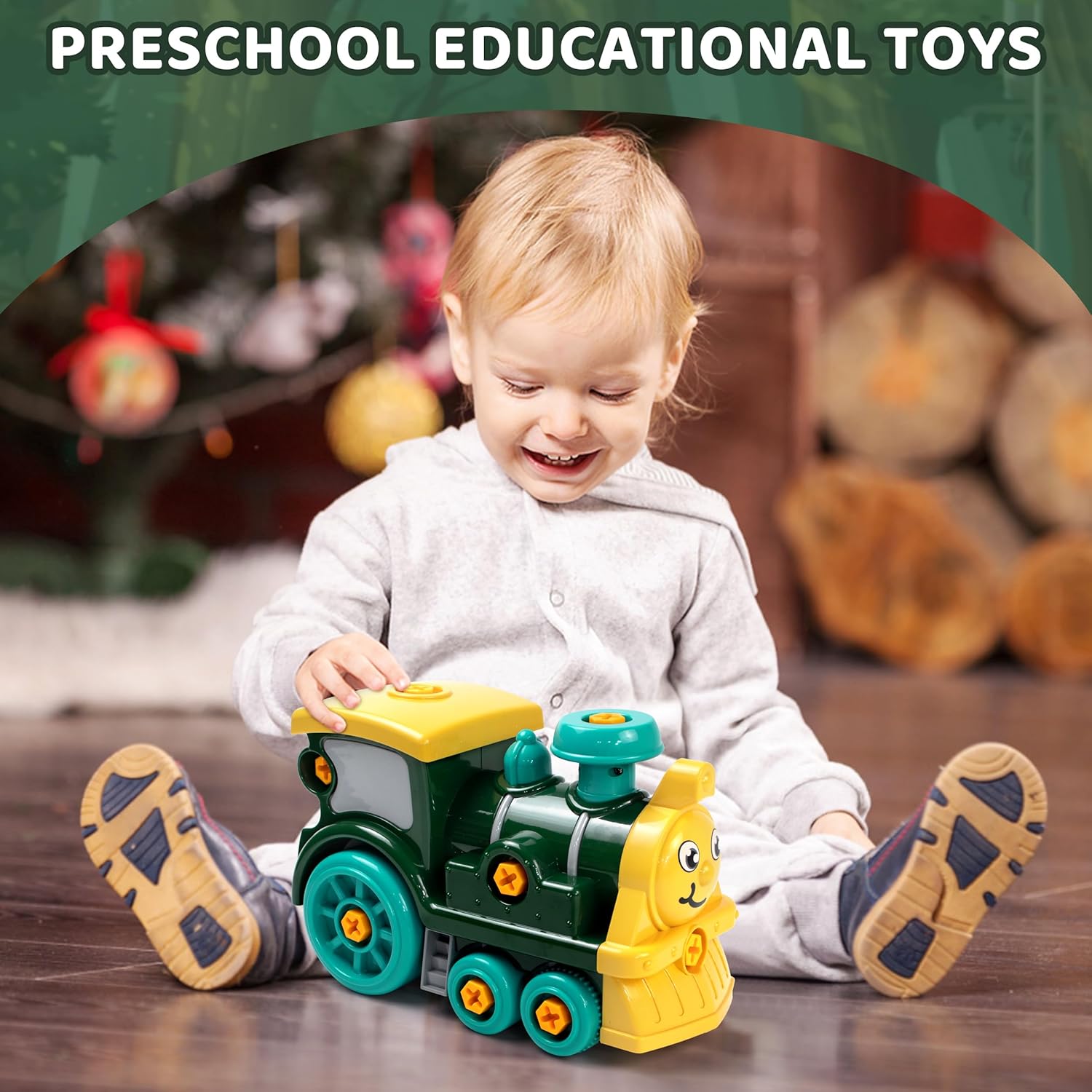 Toddler Take Apart Toy Set with Electric Drill, DIY Electric Toy Trains Disassembly, STEM Building Learning Toys, Xmas Gifts for 3-8 Year Old Boys & Girls
