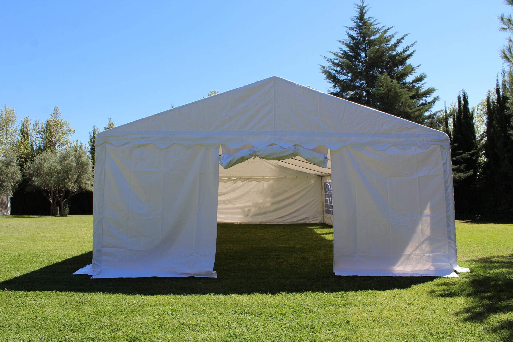 Carpa 12x5 de Lona Reforzada 500 Gr para Exteriores con Ventanas | Carpa impermeable con ventanas. Ideal para bodas, eventos, hostelería, jardines y celebraciones al aire libre.