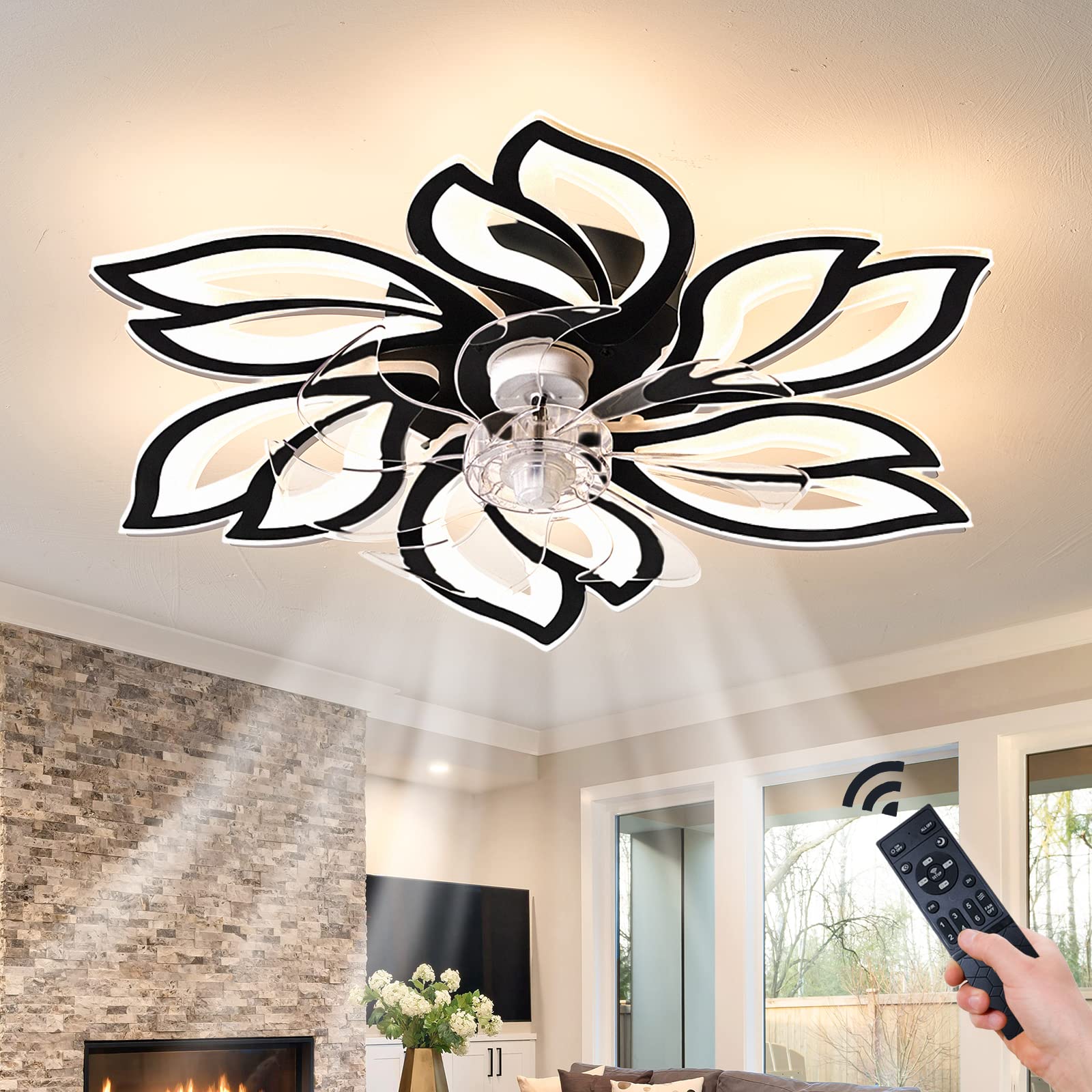 Ventilatore A Soffitto Con Lampada LED E Telecomando - 3 Velocità, Regolazione Luce, Per Camera Da Letto E Soggiorno, 65cm, Bianco