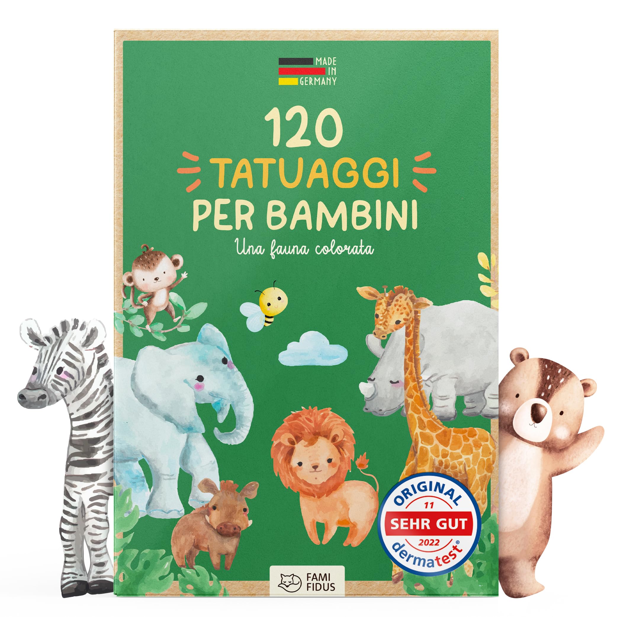 Famifidus 120 Tatuaggi per Bambini | gadget festa compleanno bambini – dermatologicamente OTTIMO e skin-friendly |