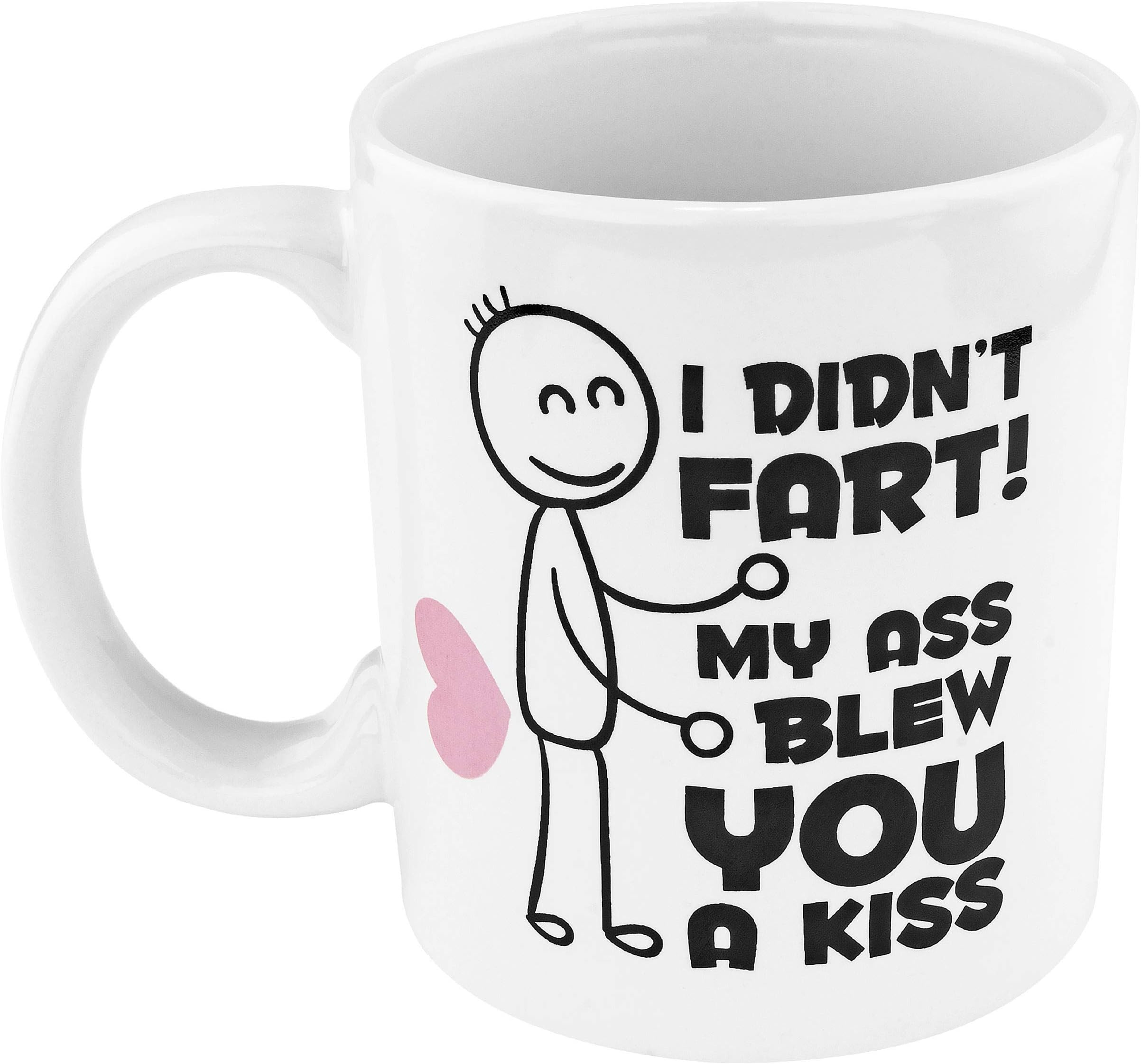 Fart / Kiss Coffee Mug, 11oz - Fairly Odd Novelties - Funny Novelty Gag Coffee Tea Cup Gift