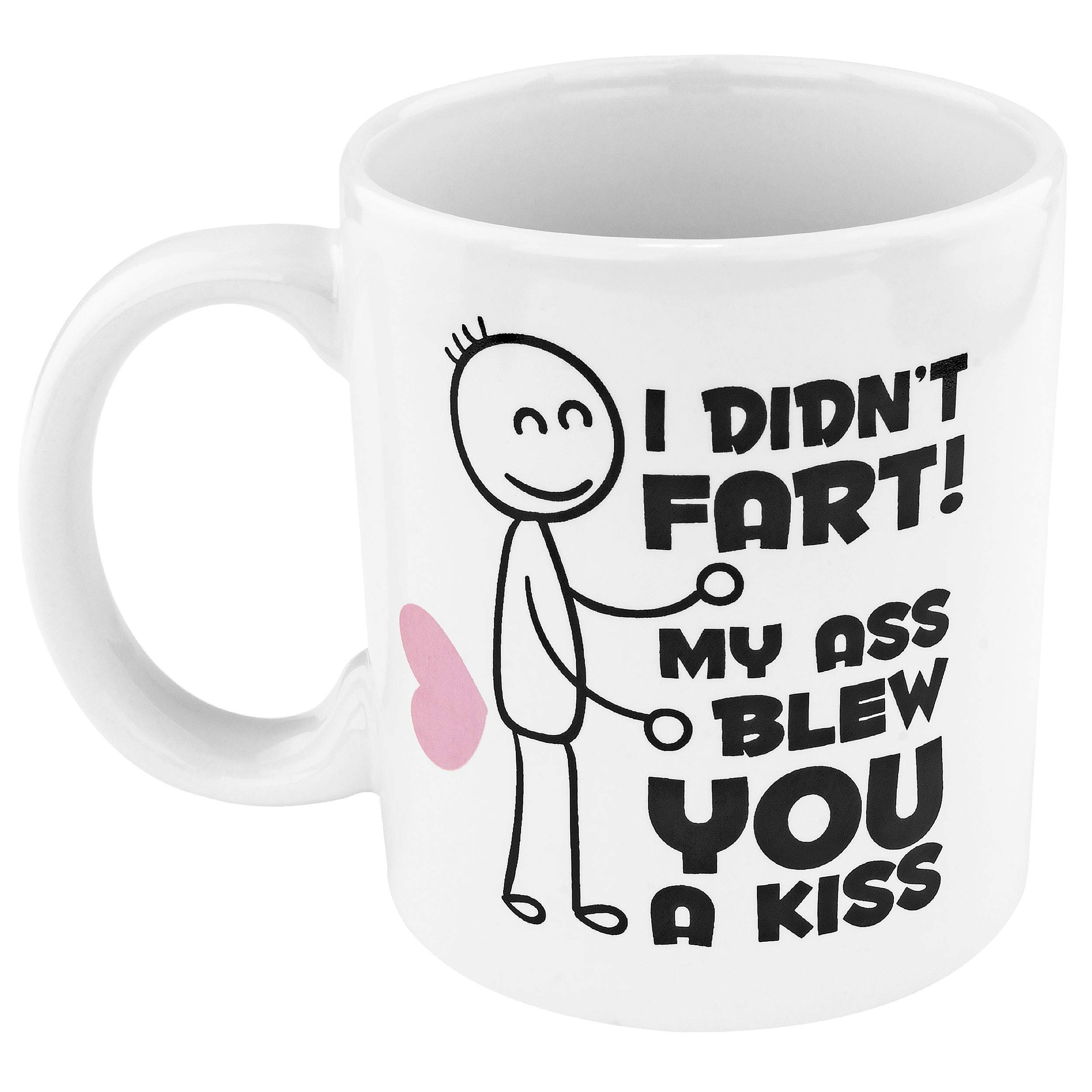 Fart / Kiss Coffee Mug, 11oz - Fairly Odd Novelties - Funny Novelty Gag Coffee Tea Cup Gift