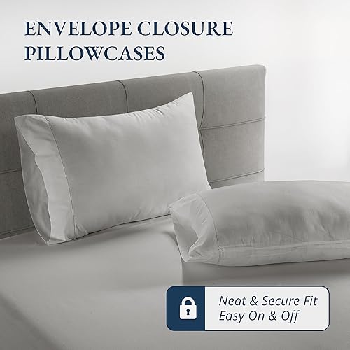 Miniatura 7 de Lane Linen - Juego de 3 piezas con sábana bajera de tamaño matrimonial 100% algodón orgánico y 2 fundas de almohada, en tejido de percal suave,