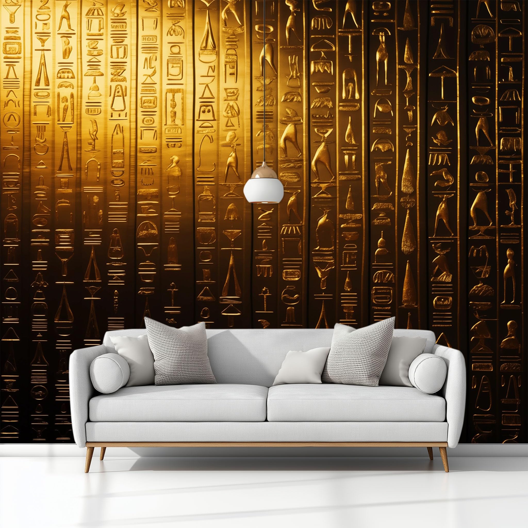 Générique Panoramiczna tapeta 200 x 140 cm hieroglify retro włóknina XXL fototapeta dekoracja ścienna gobelin salon sypialnia - tapeta Trompe l'eil efekt 3D, żółta
