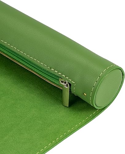 Miniatura 3 de Cusdie Alfombrilla rodante de dados 2 en 1 y soporte para dados con cremallera, bandeja para dados compatible con dados poliédricos DND (verde)