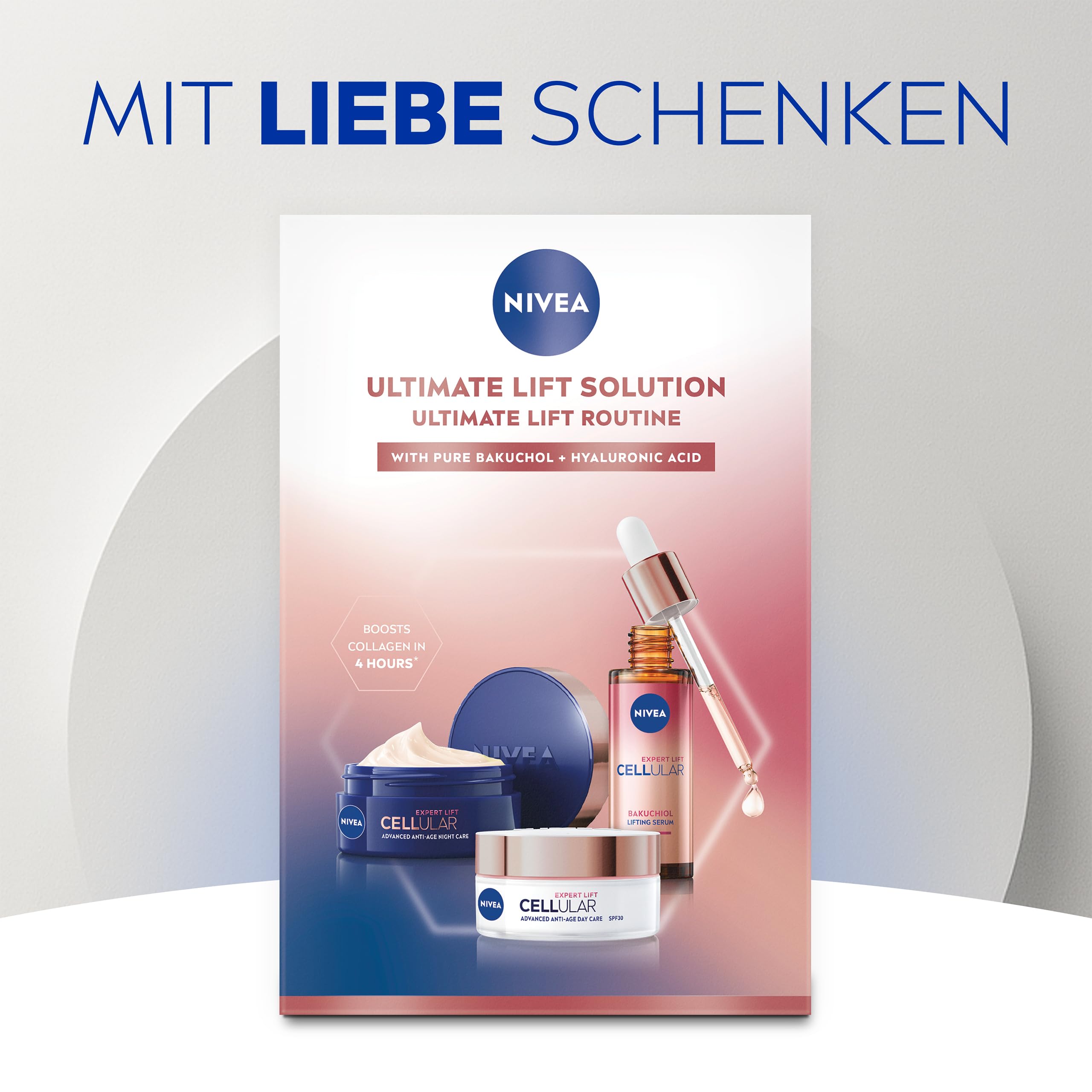 NIVEA CELLULAR Expert Lift Gesichtspflege Set, Tagespflege (50 ml), Nachtcreme (50 ml) & Lift Serum (30 ml), Pflegeset für ein straffes Hautbild & jünger aussehende Haut
