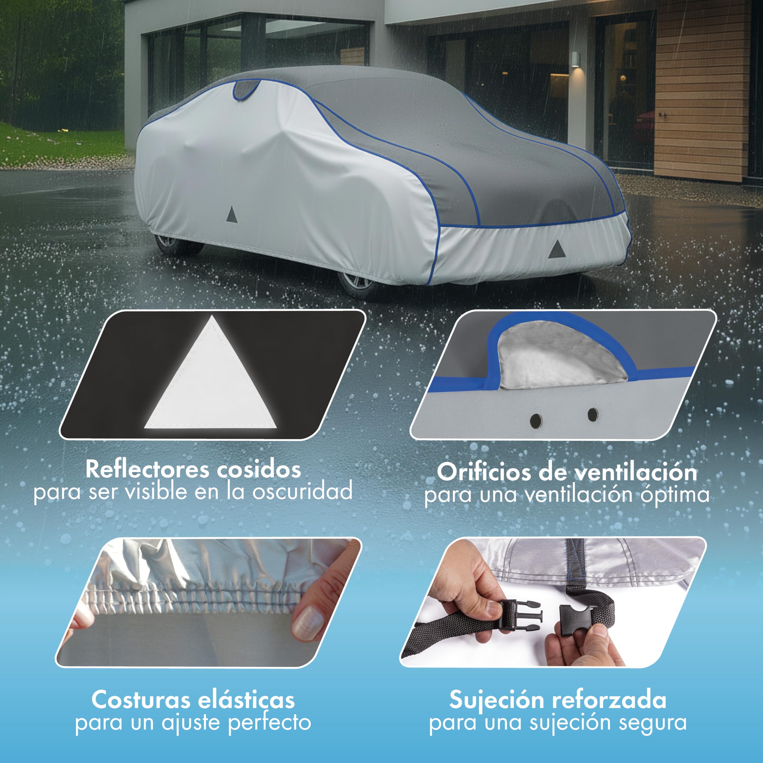 WALSER Funda antigranizo para Coche, Funda Protectora antigranizo, Cubierta Impermeable para Coche, Cubierta Completa Exterior, Protector Auto L Longitud MAX. 426-525 cm