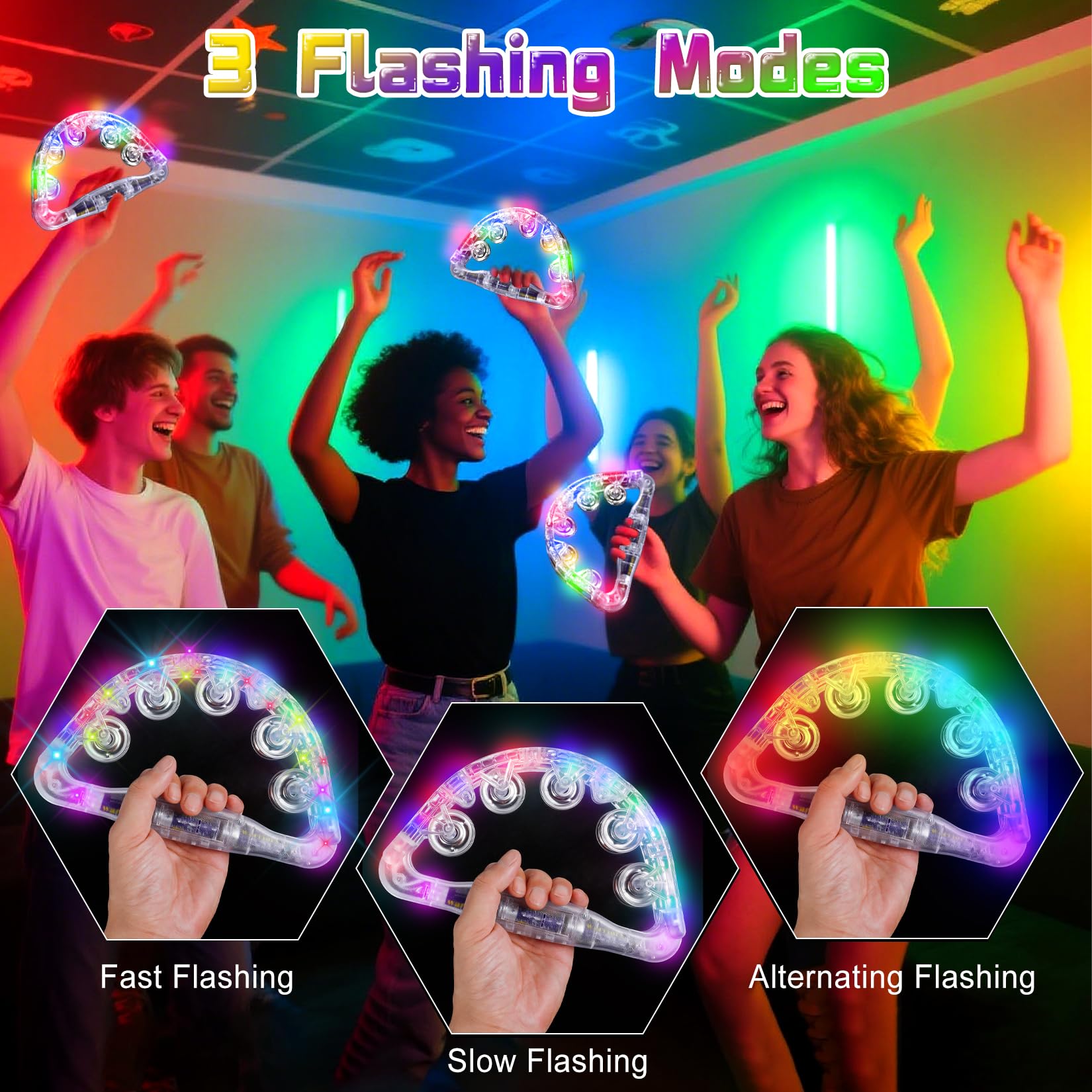 Snapklik.com : LED Light Up Tambourines Musical Flashing Tambourine ...