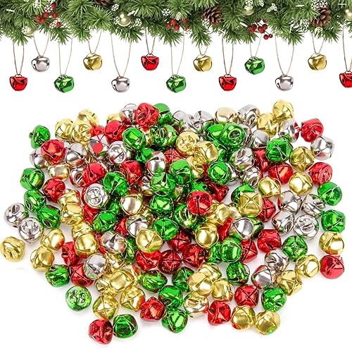 Miniatura 7 de MCPINKY Jingle Bells, 170 mini campanas de boda, pequeñas campanas de metal para manualidades, decoración de festivales, campanas de Halloween,