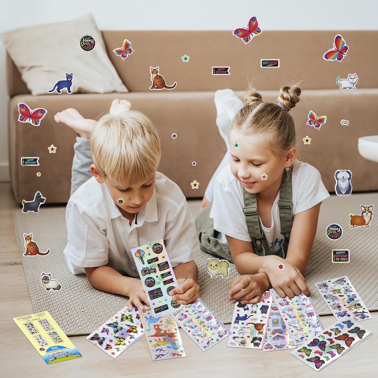 500 Pieces Kids Laser Stickers - 22 Sheets Holographic Various Theme Designs, Fun Craft for Scrapbooks, Rewards - Sticker Pack Gift for Children image 5