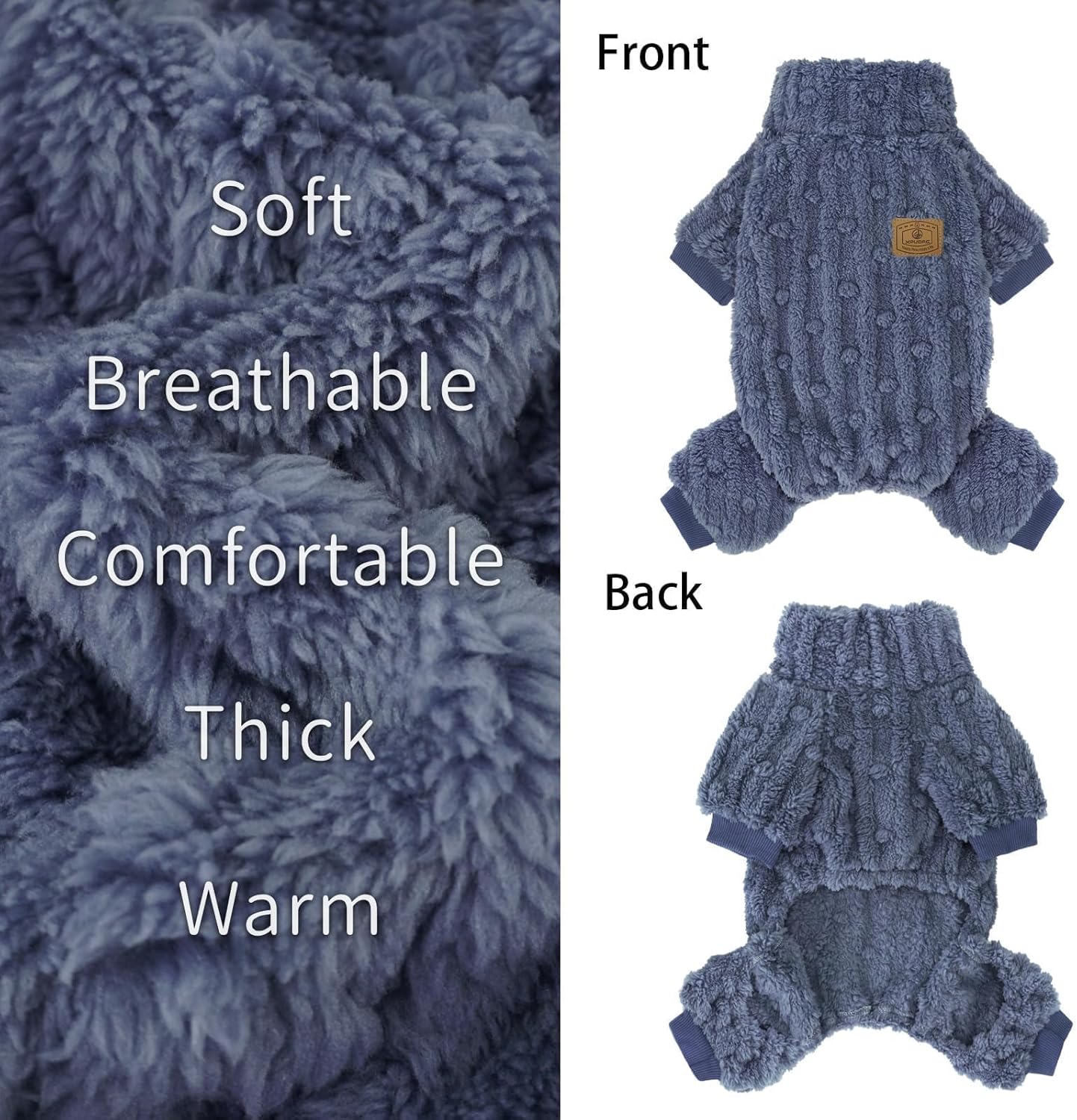 XPUDAC Dog Sweater, Dog Winter Clothes for Small Medium Dogs Girl Boy Ultra Soft and Warm Fleece Pet Pajamas for Winter Christmas(Blue-XX-Small)