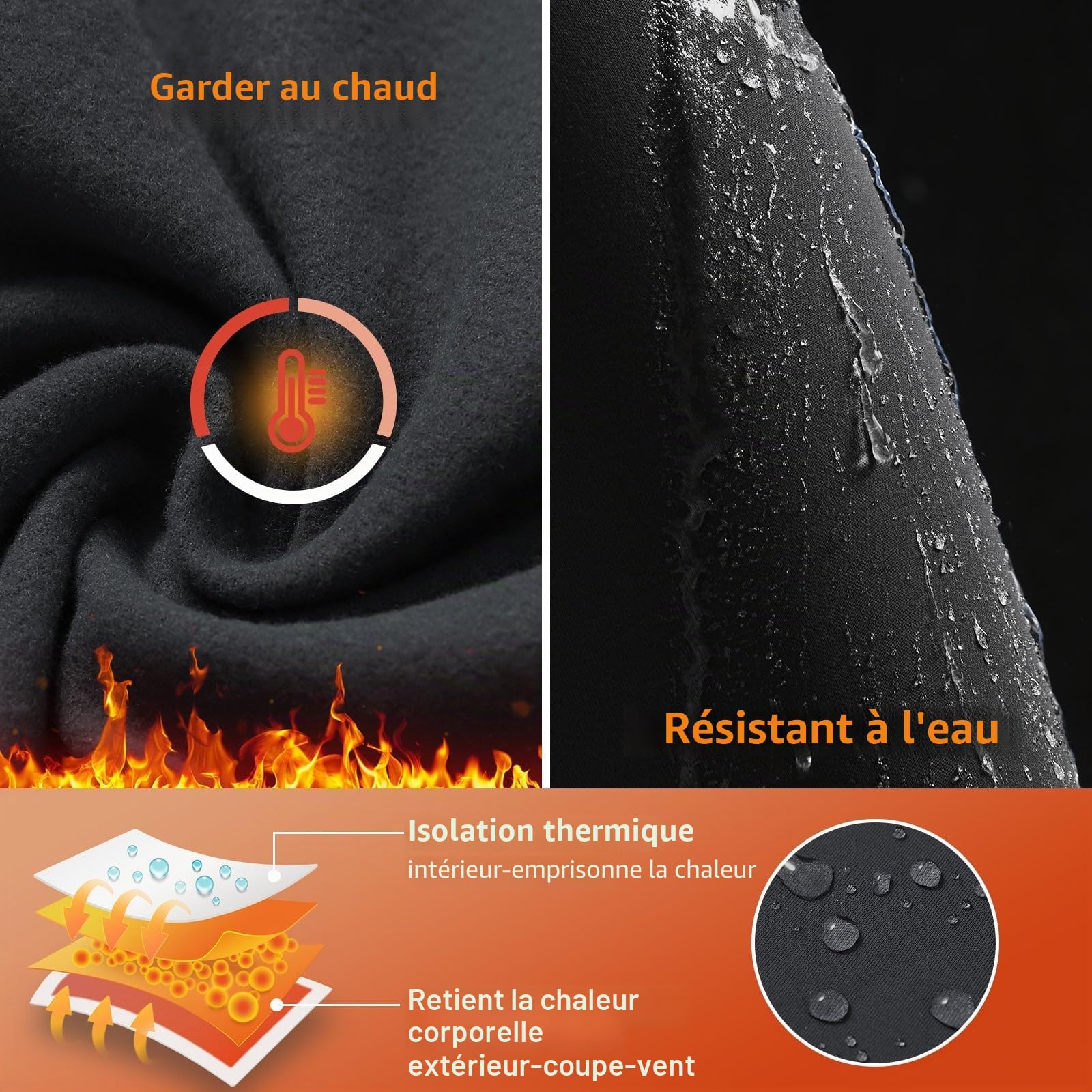 baleaf Legging en Polaire imperméable pour Femme - Pantalon Thermique Taille Haute avec Poches