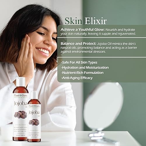 Miniatura 5 de Aceite de jojoba de 2 onzas líquidas prensado en frío sin refinar – 100% puro hidratante natural para el crecimiento de la piel, el cuerpo, la cara