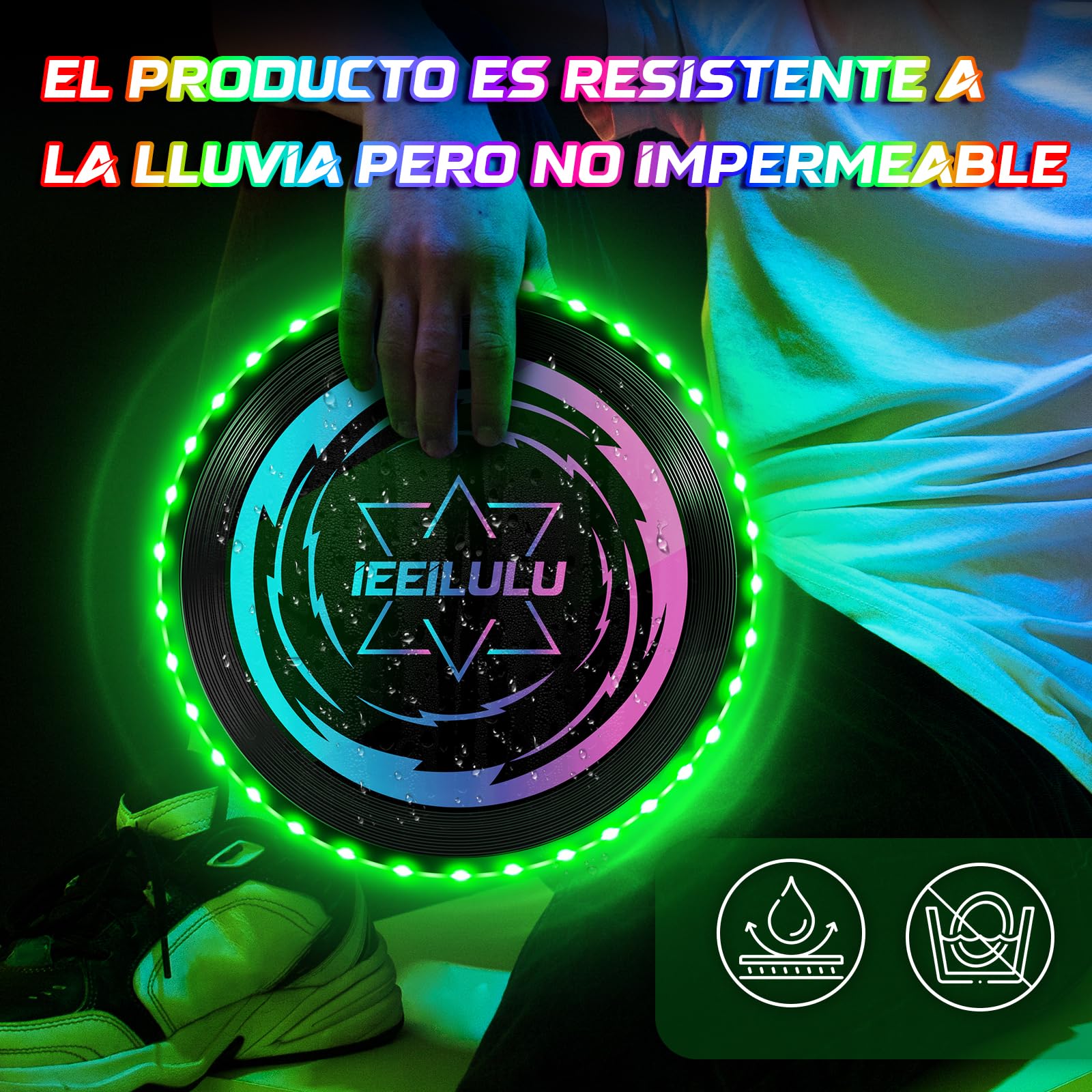 IEEILULU Disco Volador LED, Disco Volador, Disco Volador Iluminado con 49 LED, Reutilizable, Disco Ultimate Frisbee para Adultos Niños Actividades Al Aire Libre En Familia — view 4