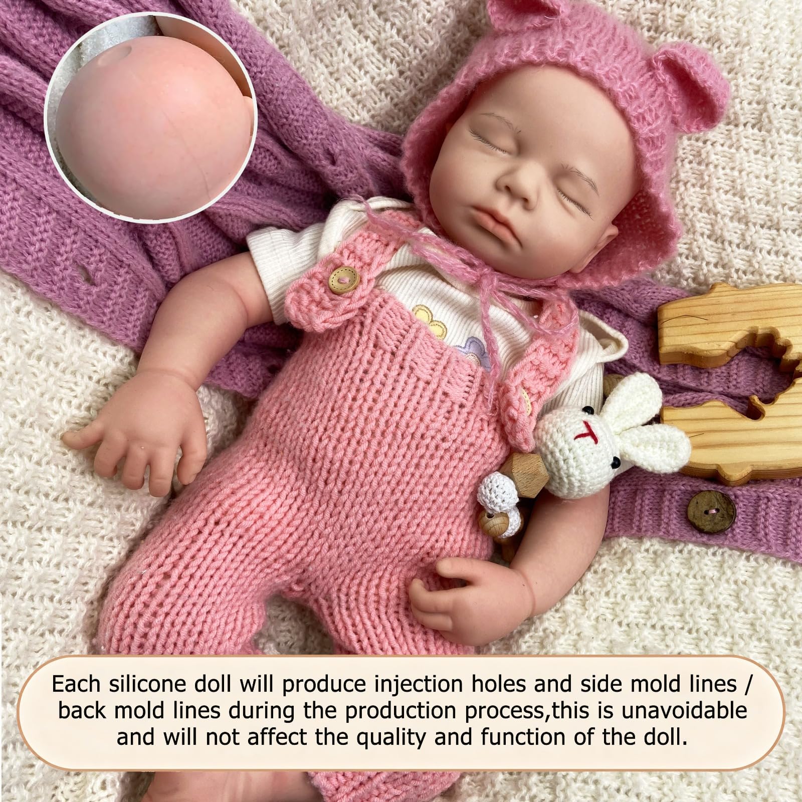 Muñeca Reborn 51 cm, Silicona Cuerpo Completo, Boca Abierta para Alimentar