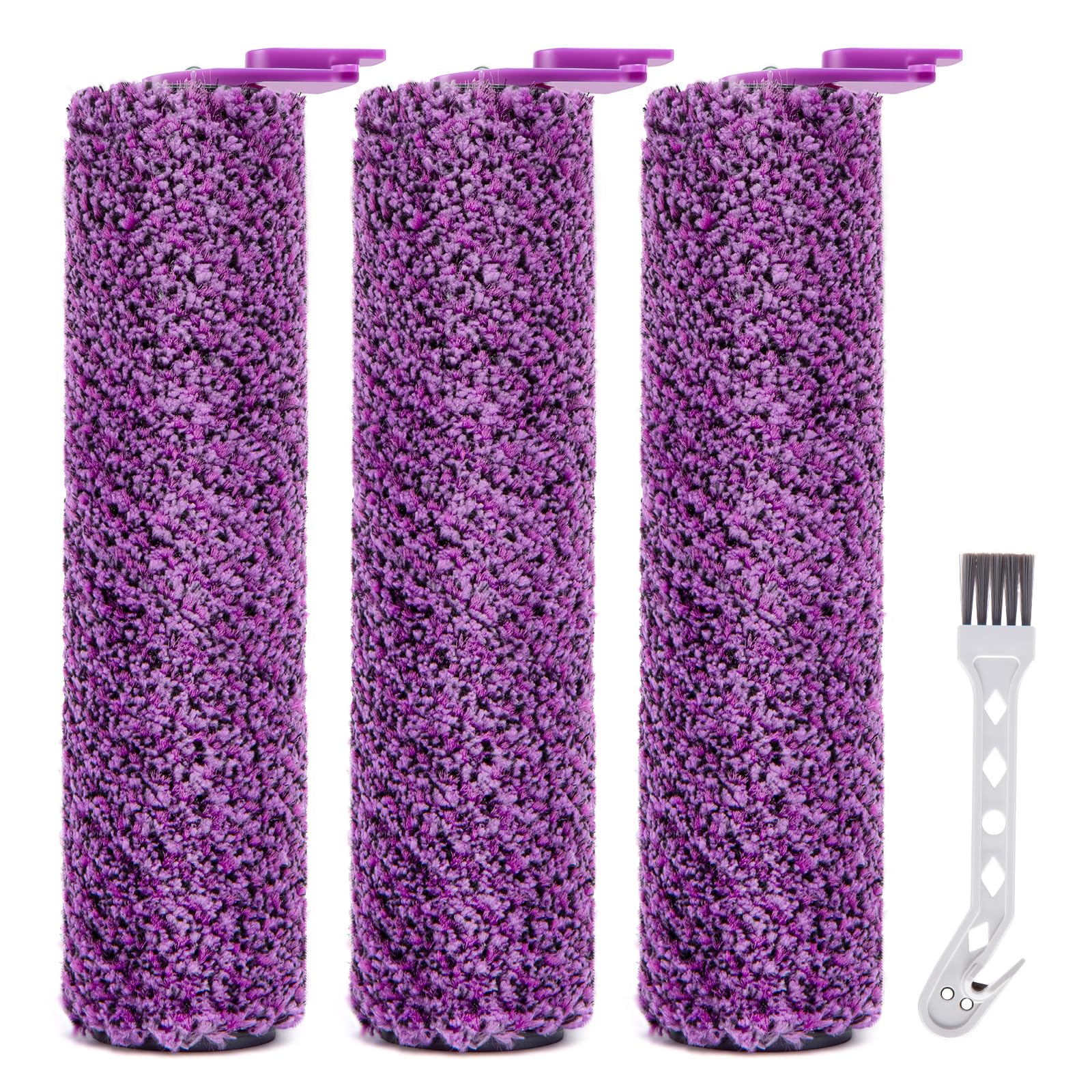 3 Pack SD201 Roller Brush Replacement Parts Compatible with Shark Steam Pickup 3-in-1 Steam Mop SD200, SD201, SD201C, SD201Q, SD205,3 Brush Roll, 1 Cleaning Brush