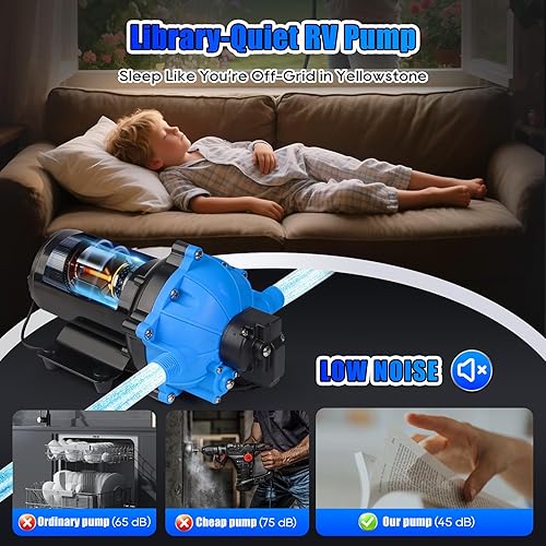 Miniatura 3 de Bomba de agua dulce mejorada de 110 V CA, 7 GPM 70 PSI, bomba de diafragma autocebante de cinco cámaras con interruptor de presión resistente y