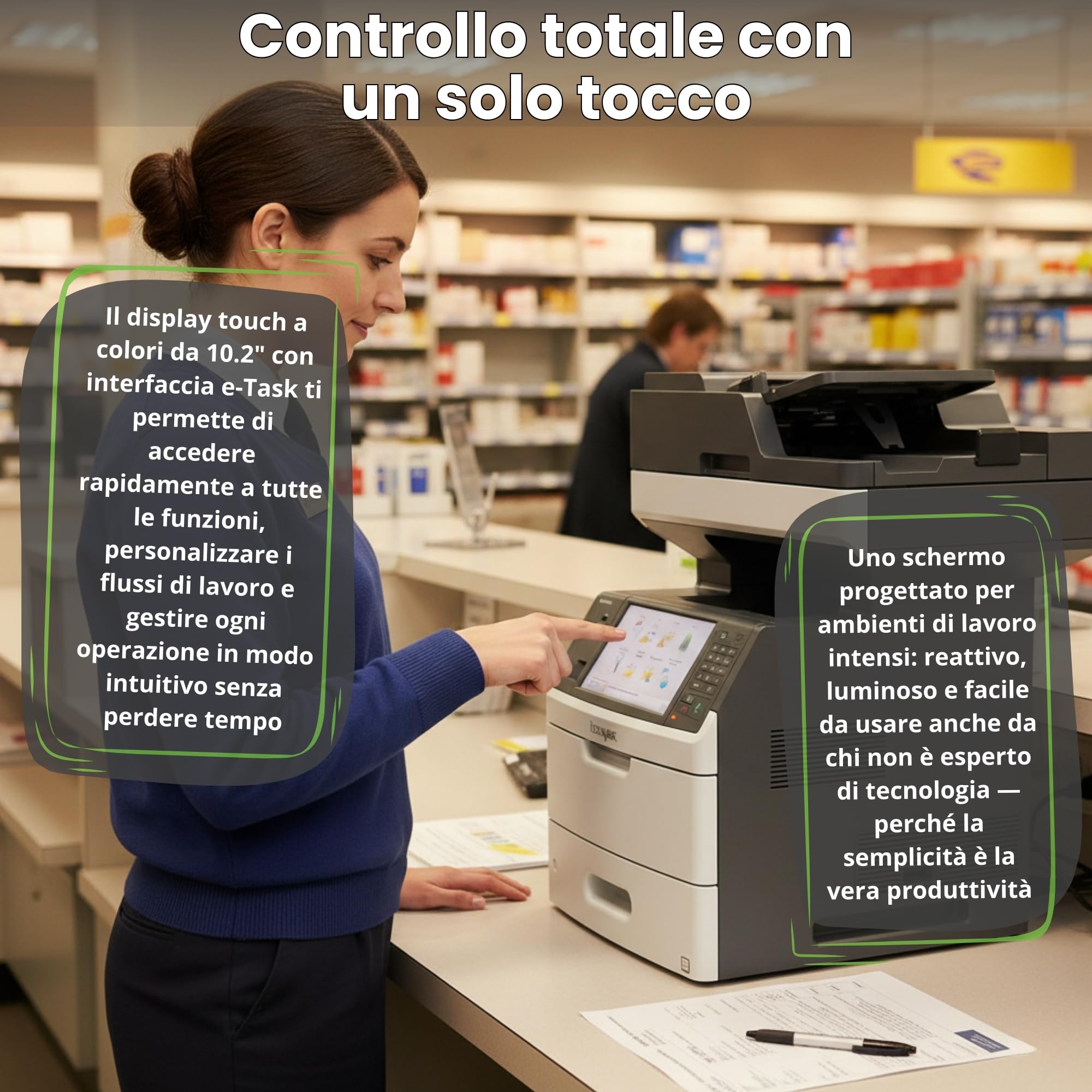 Generico MULTIFUNZIONE MX711de Stampante Multifunzione Professionale Laser monocromatico A4 B/N, 70 ppm, Duplex, Fax, Ethernet, Touchscreen 10 Garanzia 24 Mesi (Ricondizionato)