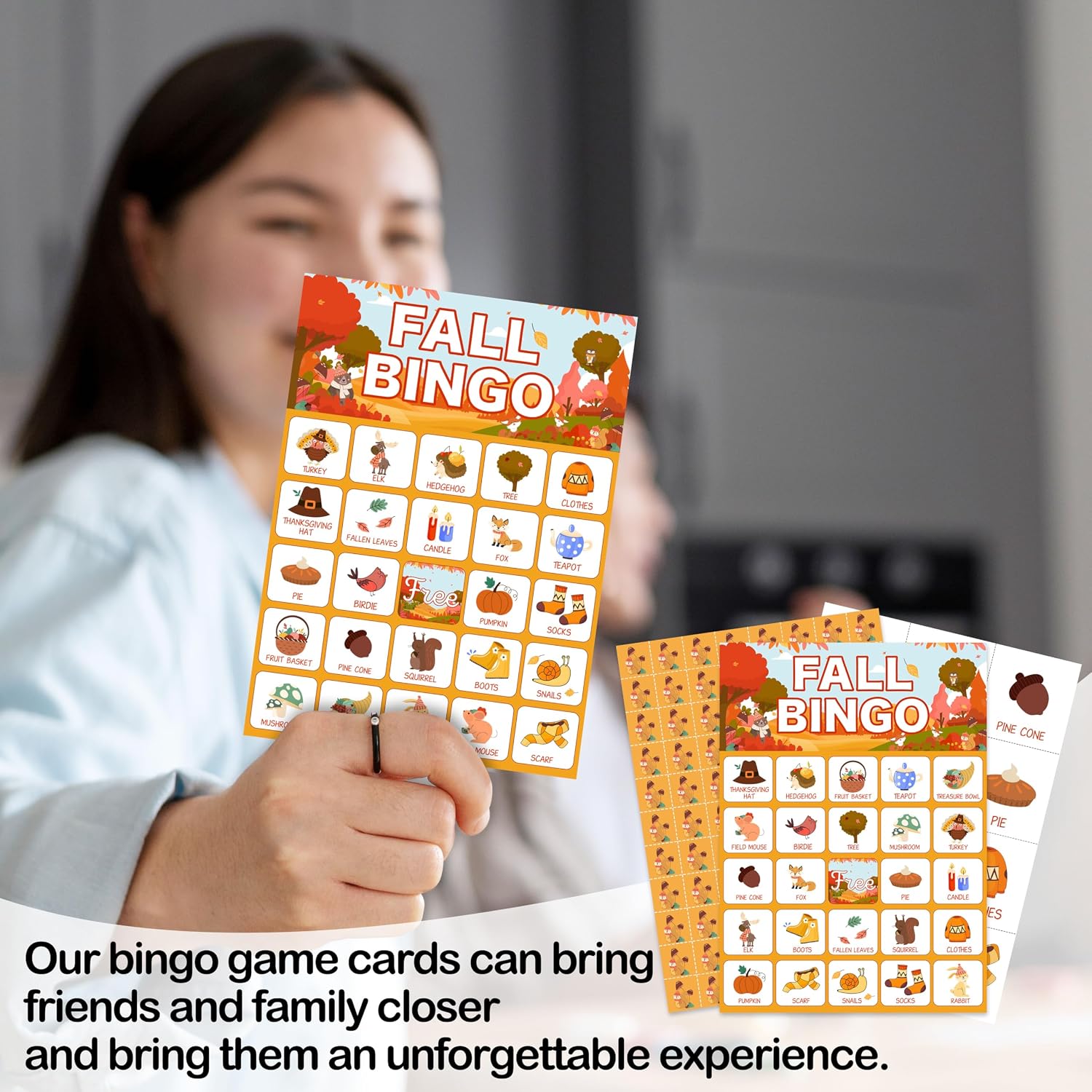 Autumn Bingo Games for Adults, Fall Thanksgiving Party Bingo Game Card Set, Fall Parties Game Supplies Activities, Autumn Holiday Favors for Family Friends Large Group -30