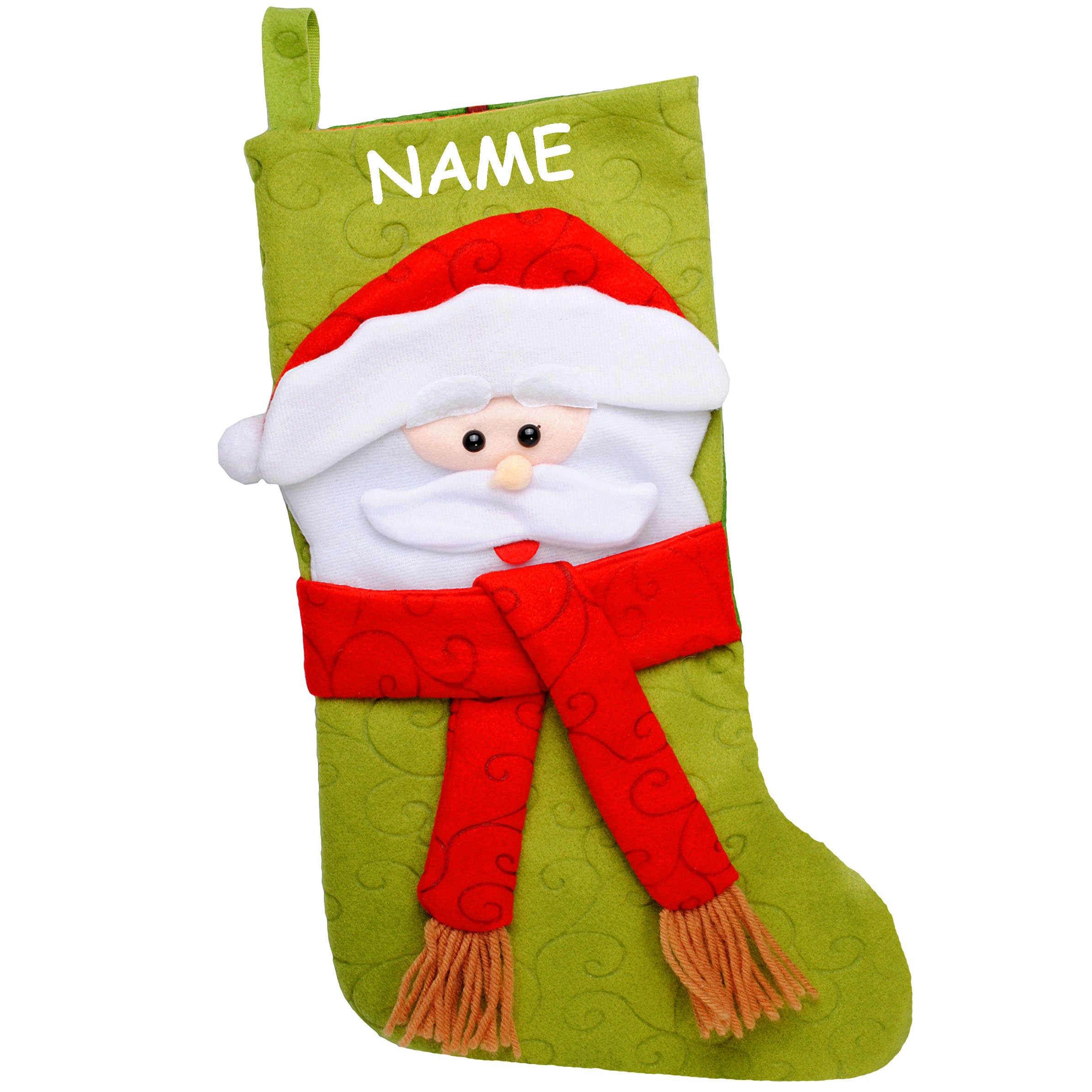 alles-meine.de GmbH 5 Stück XL - Weihnachtssocken & Filzstrümpfe - 3-D Effekt - Weihnachtsmann/Nikolaus/Santa Clause - incl. Name - 45 cm - Nikolausstiefel - Nikolausst..