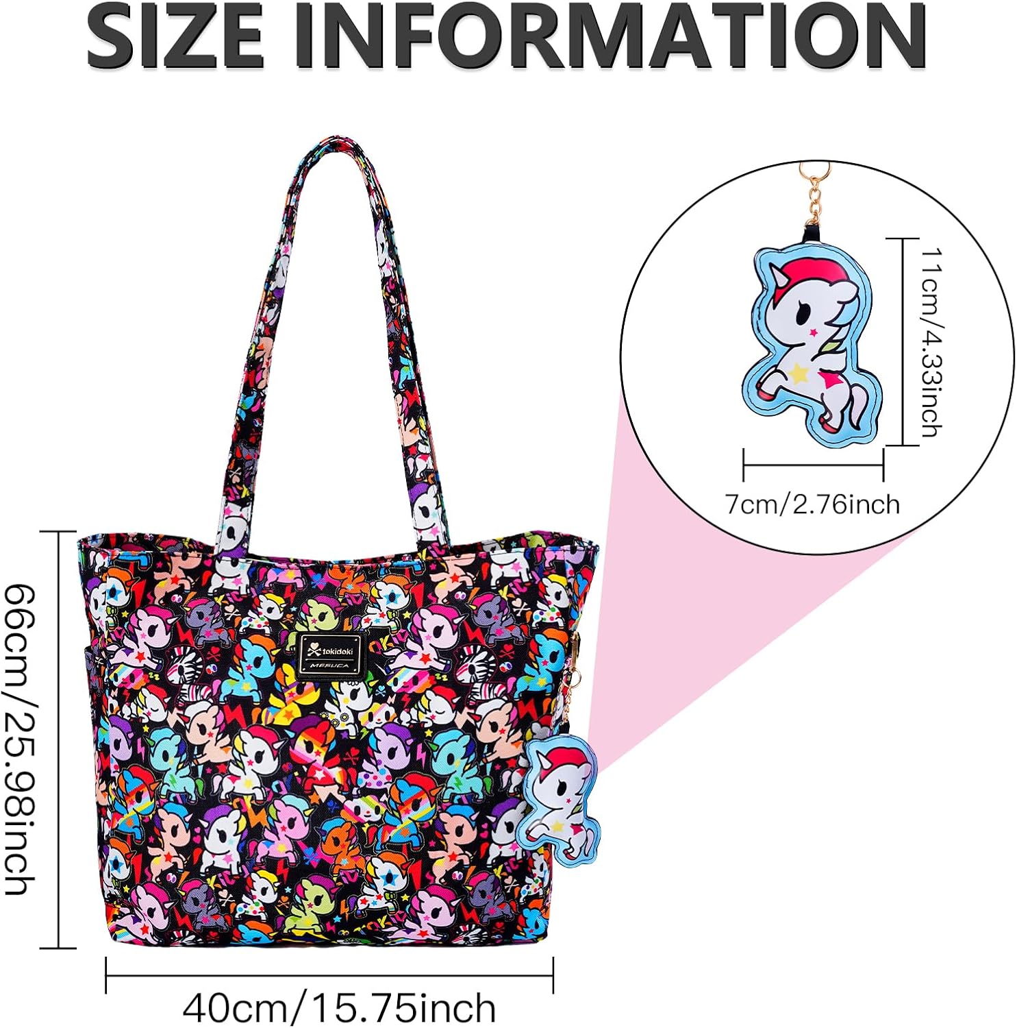 Tokidoki Unicorno Tote Bag Shoulder Bag Canvas Purses for Women Cute Shopper Bag Handbag Travel Purse Charm - Image 2