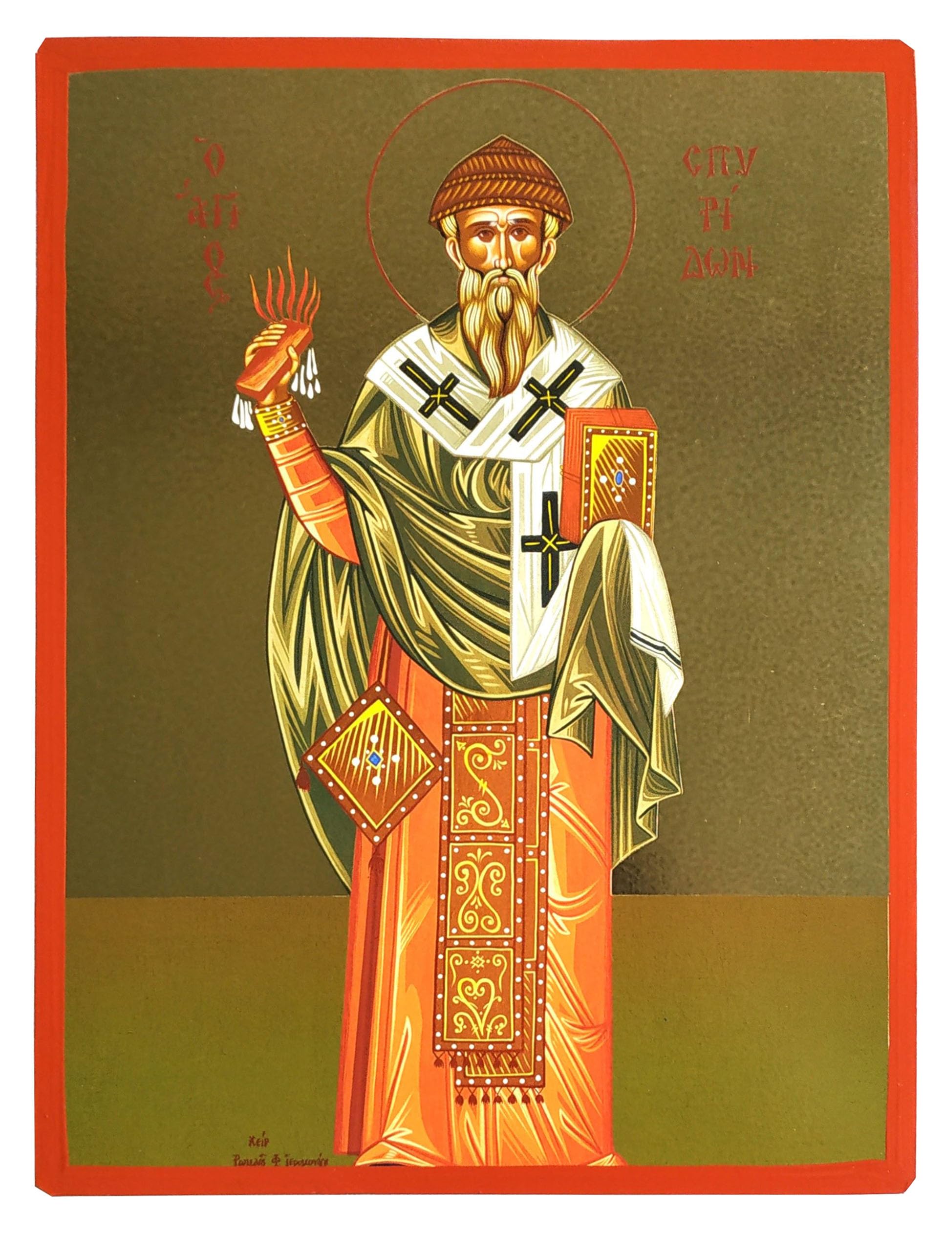 SAINT SPYRIDON, BISHOP OF TREMITHON, CYPRUS, FULL BODY - Greek Byzantine Orthodox Icon