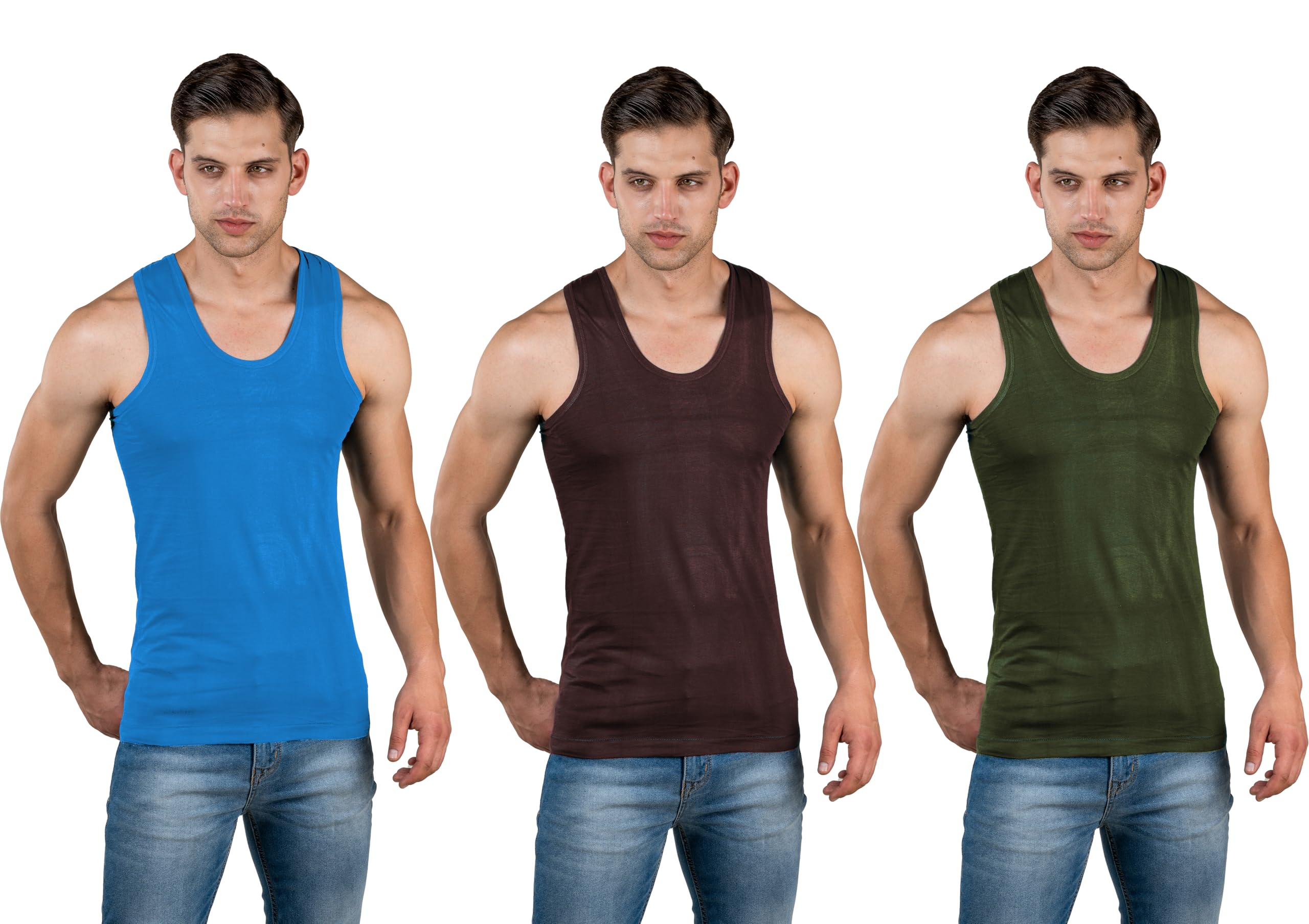 crito Cotton Vest Sleeve | Sleeveless | White | Colour | Ribbed Gym Vest for Mens-picture-45