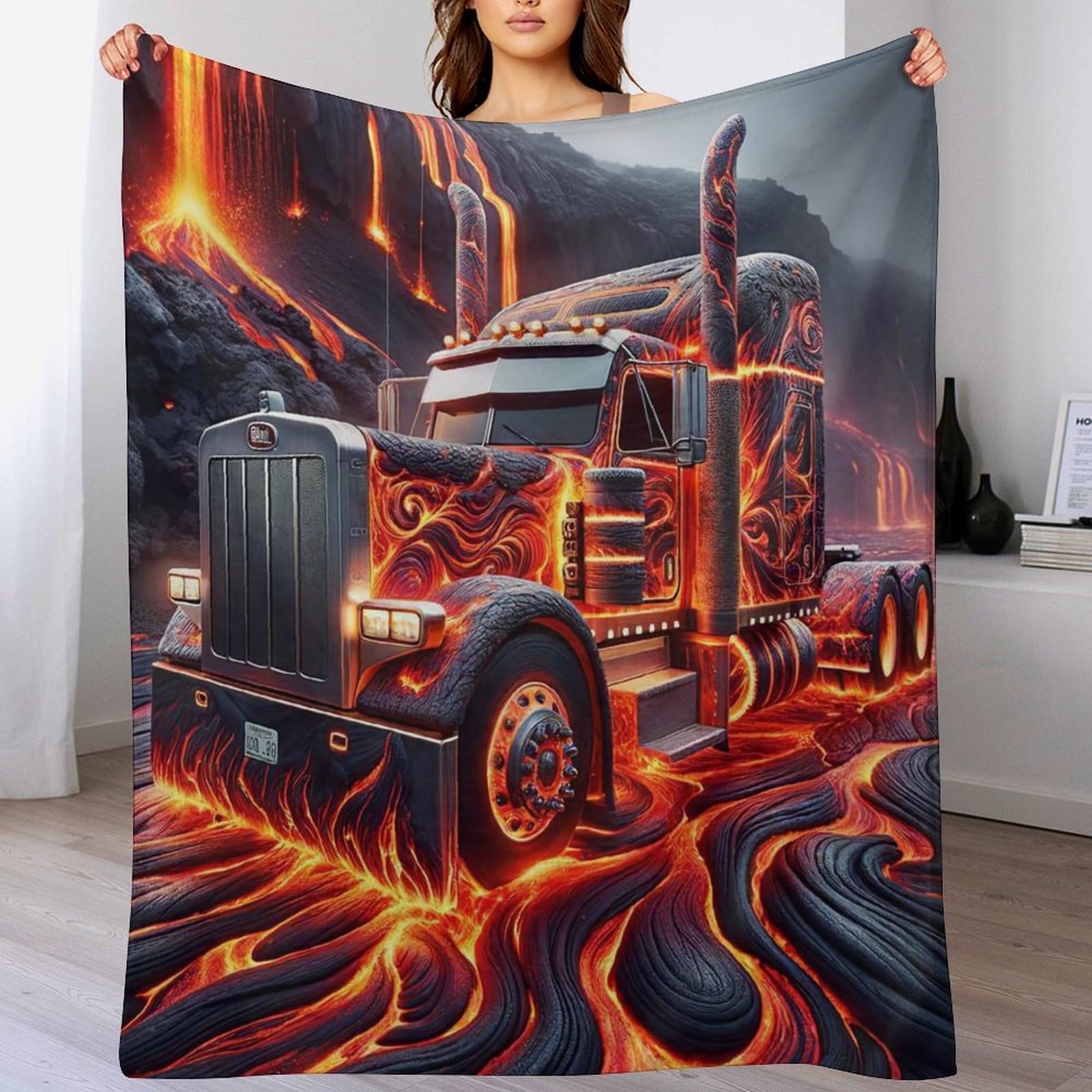 Couverture Polaire Camion 150x200cm pour Lit et Canapé