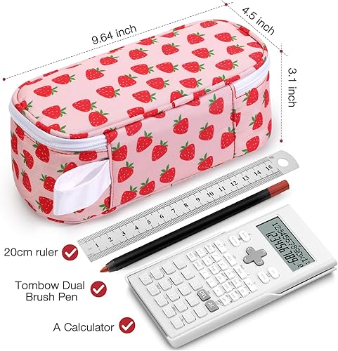 Miniatura 22 de Jcocylse Estuche para Lápices de Gran Capacidad, Bolsa Portátil para Lápices, Suministros Escolares para Estudiantes Universitarios y Adultos (Azul