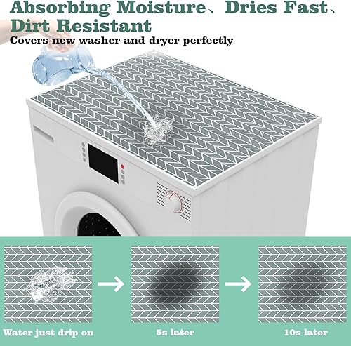 Miniatura 6 de Actvty 2 fundas para lavadora y secadora para la parte superior, 25.6 x 23.6 pulgadas, protector superior para lavadora y secadora, cubiertas