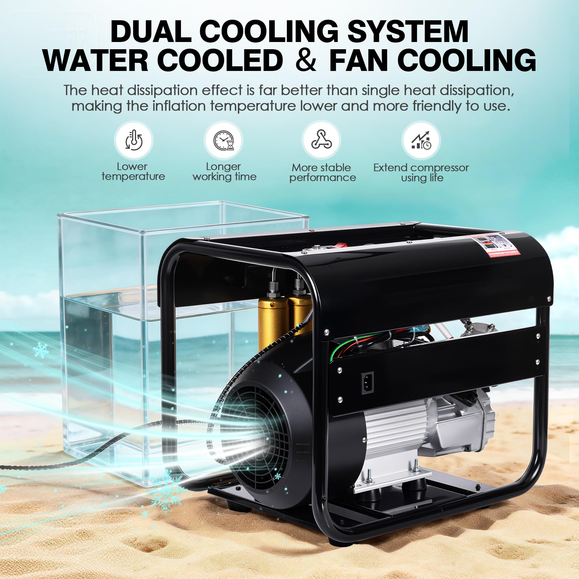 TUXING 4500Psi PCP-Luftkompressor, eingebauter zweistufiger Filter mit Wasser-Öl-Abscheider, Auto-Stopp-Version, zum Laden von Paintball-/Tauchflaschen, 220 V (TXEDM042)