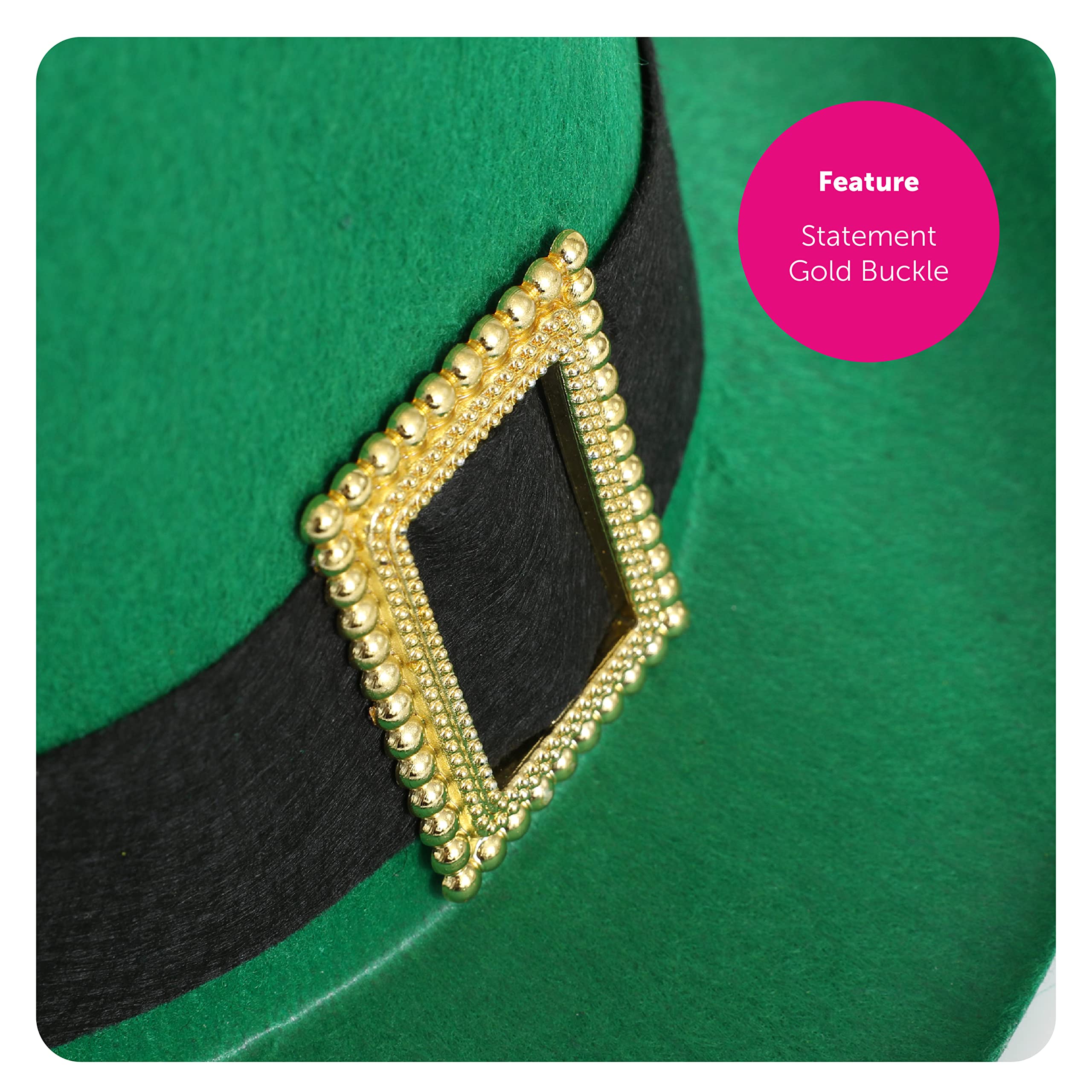 ILOVEFANCYDRESS - Sombrero y tirantes para cualquier evento irlandés de San Patricios del Día de San Paddy con hebilla de sombrero verde (4 unidades)