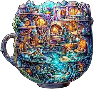 AEEKDOOK Wooden Puzzles for Adults - Enchanted Teapot Wood Puzzles Adult - Unique Animal Shape Wooden Jigsaw Puzzles for Adults - Gifts Puzzle Lovers, Family (11.4 * 10.8in -200 Pieces)