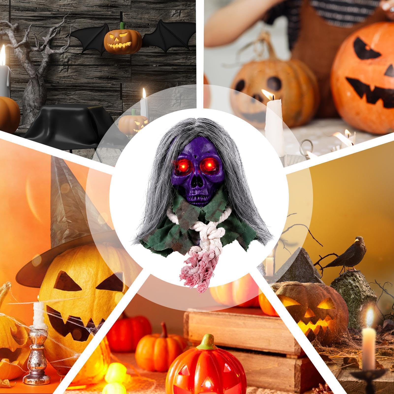 Czaszki Dekoracje Halloweenowe Z Świecącymi Oczami, Animowane I Aktywowane
