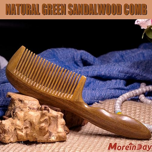 Miniatura 6 de Peine de madera para mujeres, peine de dientes medianos para el crecimiento del cabello - sándalo verde
