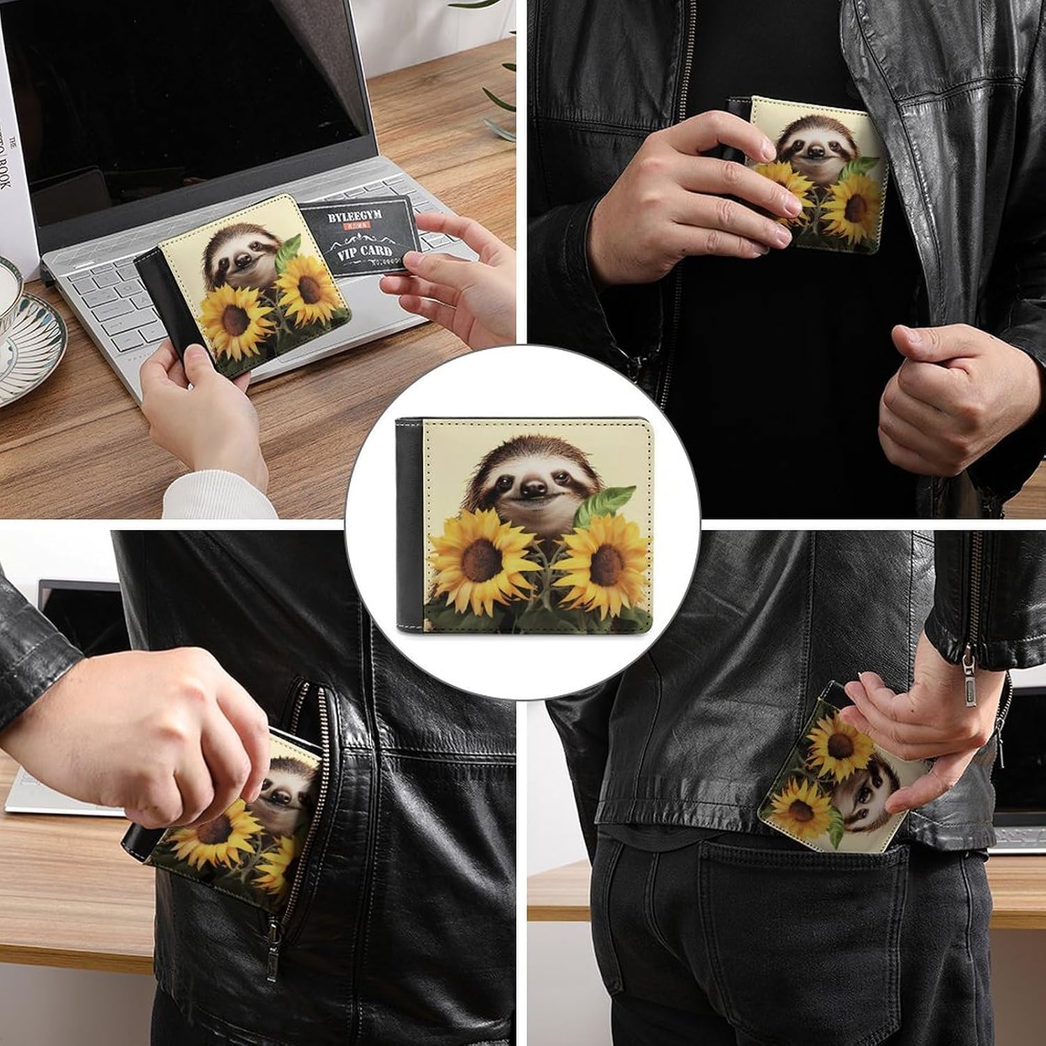 Leather Wallet with Card Slots, Bifold, Extra Capacity, Coin Purse image 3