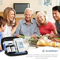 Vista 7 de Kit de monitor de glucosa en sangre Glucoracy con 100 tiras de prueba de azúcar en sangre y lancetas, glucómetro, dispositivo de punción, estuche