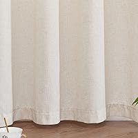Vista 6 de Lazzzy Cortinas de lino beige de 108 pulgadas de largo para sala de estar, bolsillo para cortinero, pestaña trasera, cortinas de ventana