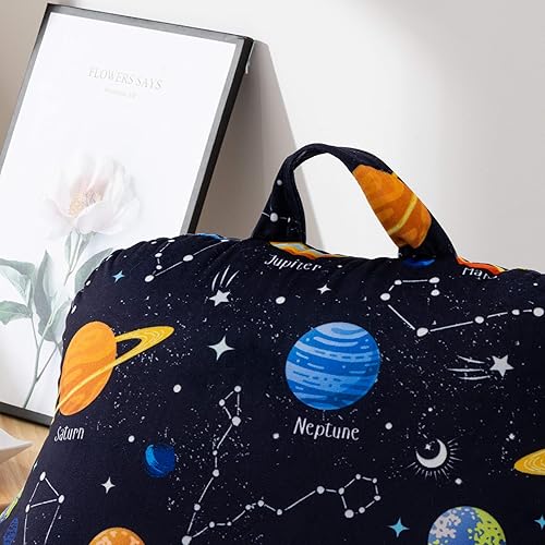 Vista 6 de Btargot Reading Pillow Bed Wedge Cartoon Outer Space Galaxy Kid Backrest Lounge Cushion with Arms Back Support for Sitting Up in Bed, Matching
