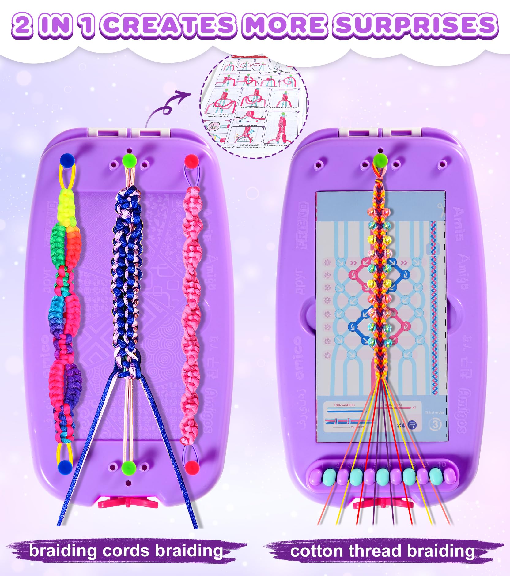 Perbabe Kit Braccialetti Fai Da te Bambina, Crea Braccialetti Bambina Kit Artigianale Braccialetti Amicizia Regalo Compleanno Bambina, Giochi Creativi per Ragazze Età 6 7 8 9 10 11 12 Anni