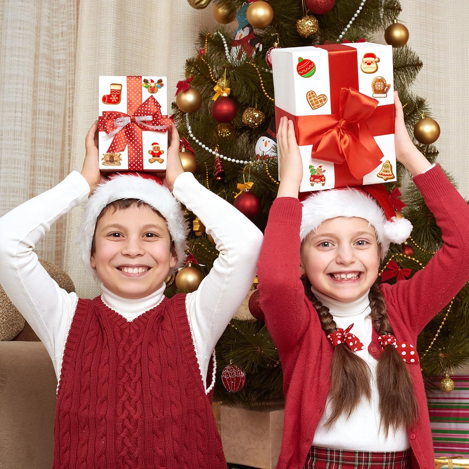 1000 Pcs Christmas Gingerbread Man Sticker Santa Xmas Tree Paper Decal Roll 1.5 Inch Snowman Self Adhesive Seal Stickers for Xmas Winter Holiday Envelopes Scrapbook Gifts, 2 Rolls - Image 7