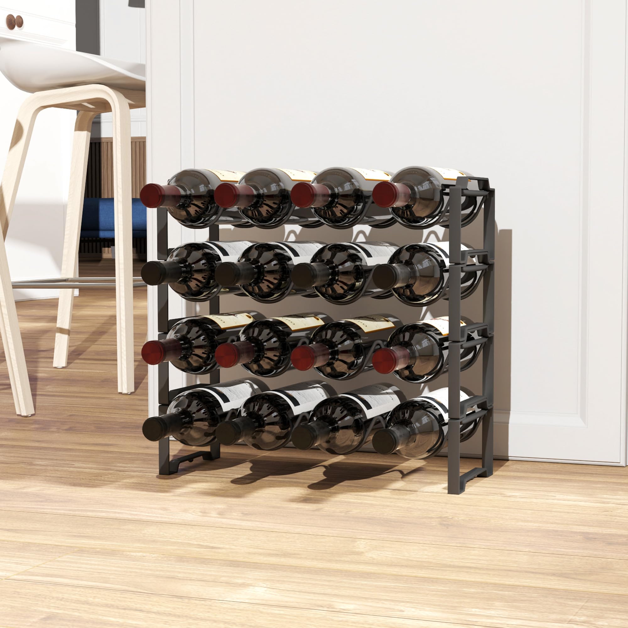 HOMCOM Porte-Bouteilles empilable 16 Bouteilles 42,5x16,5x41 cm Noir