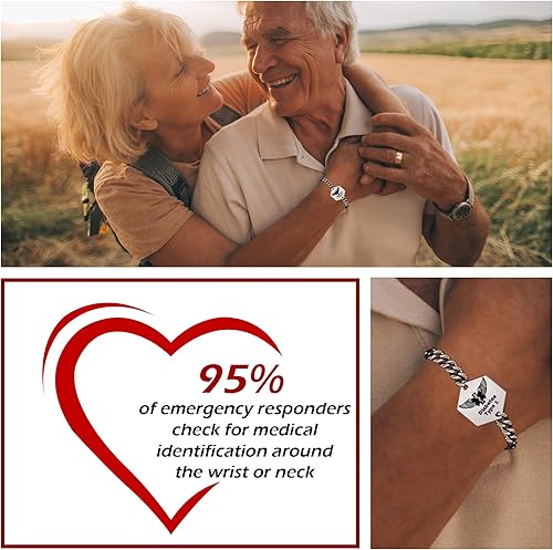 Miniatura 2 de Pulsera de alerta médica personalizada para mujeres y hombres, pulseras de identificación médica personalizadas, pulsera de emergencia médica con